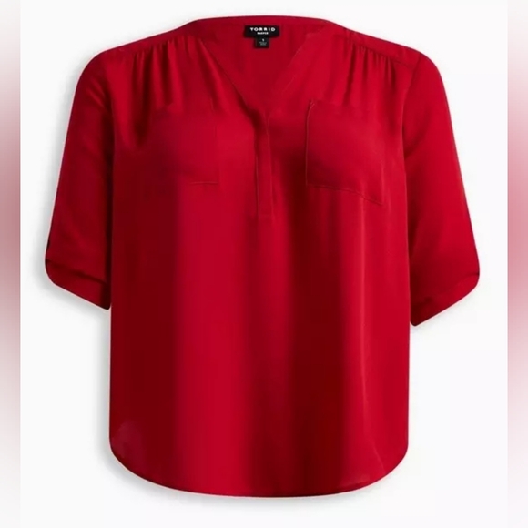 Torrid Harper Georgette 3/4 Sleeve Blouse - Cute For A Valentines Date! - Picture 6 of 16